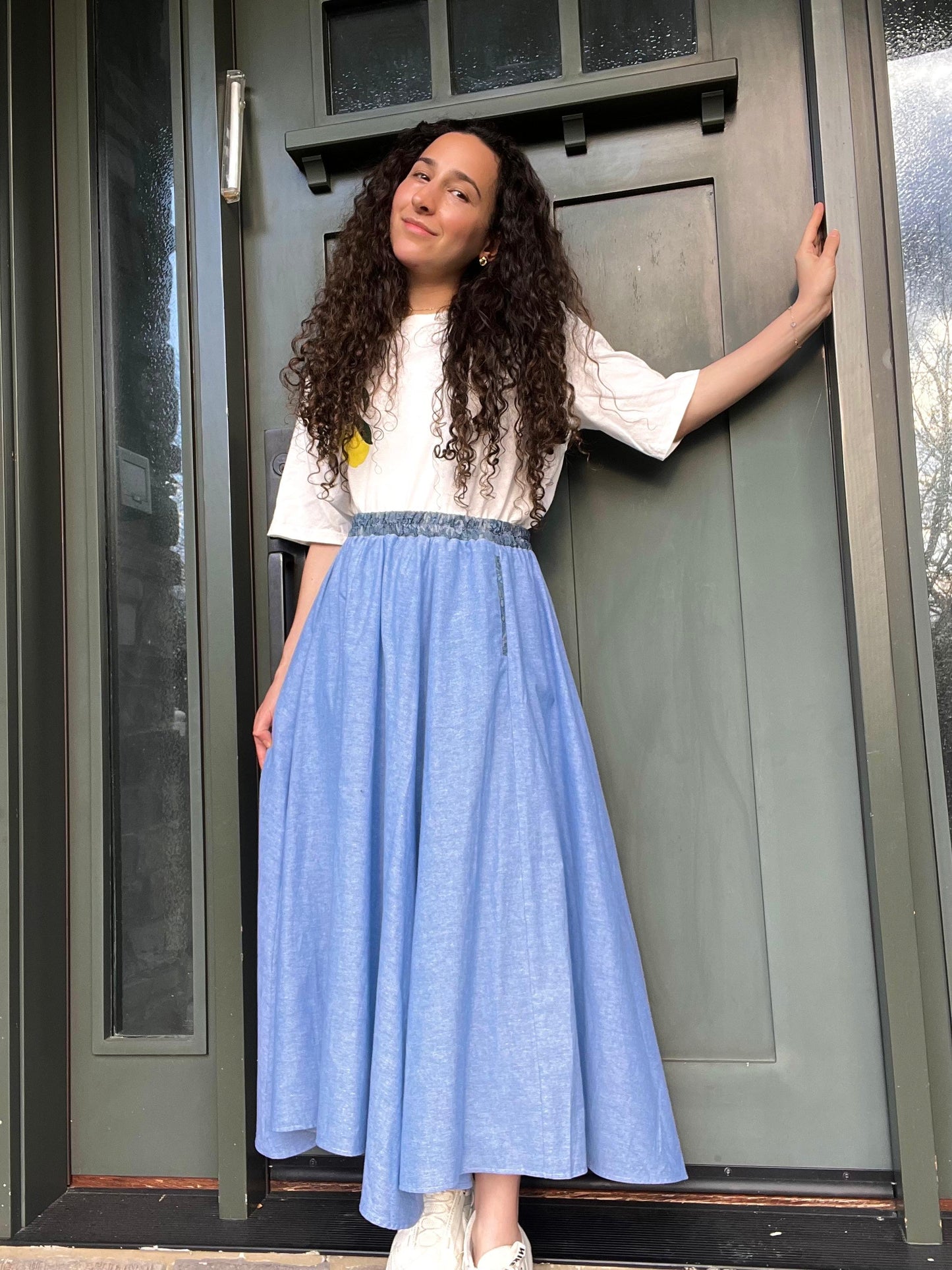 Chambray asymmetrical skirt