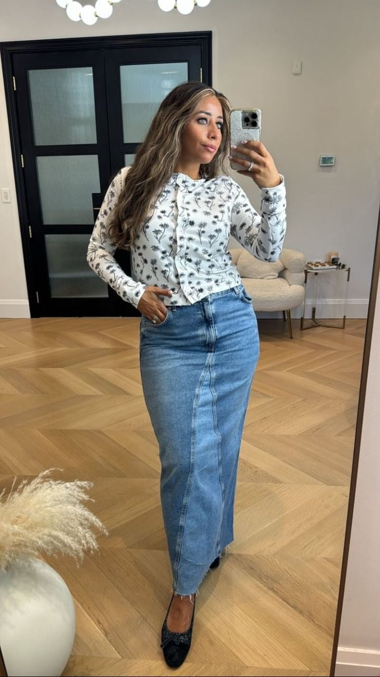 White floral cardigan