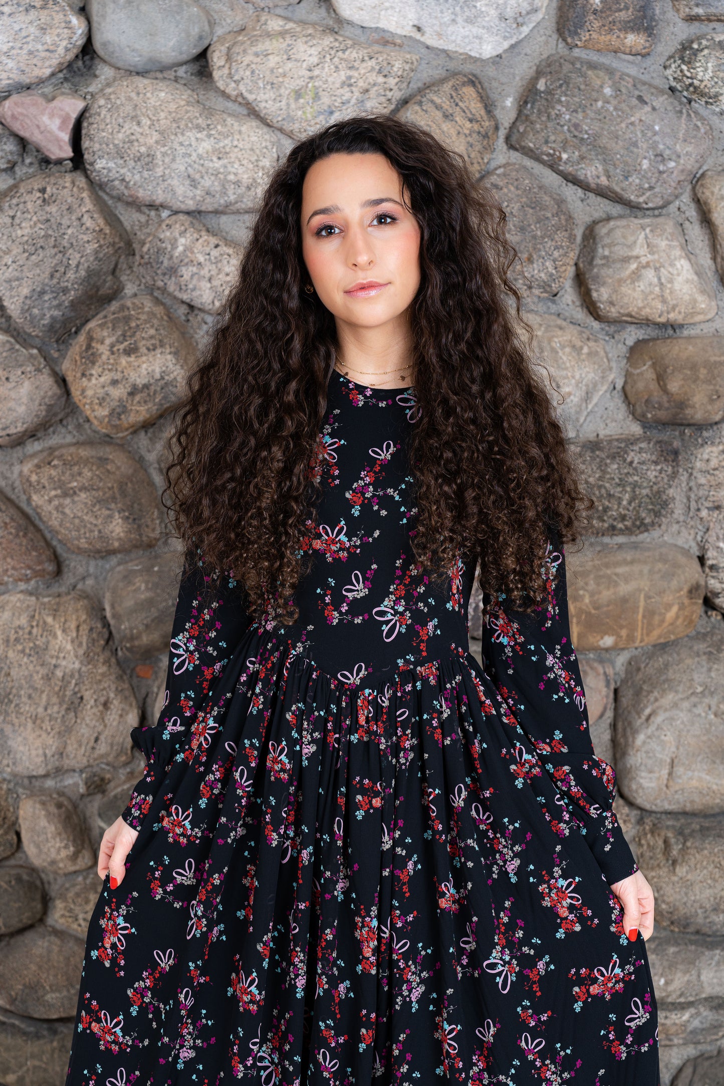 Bow print gown