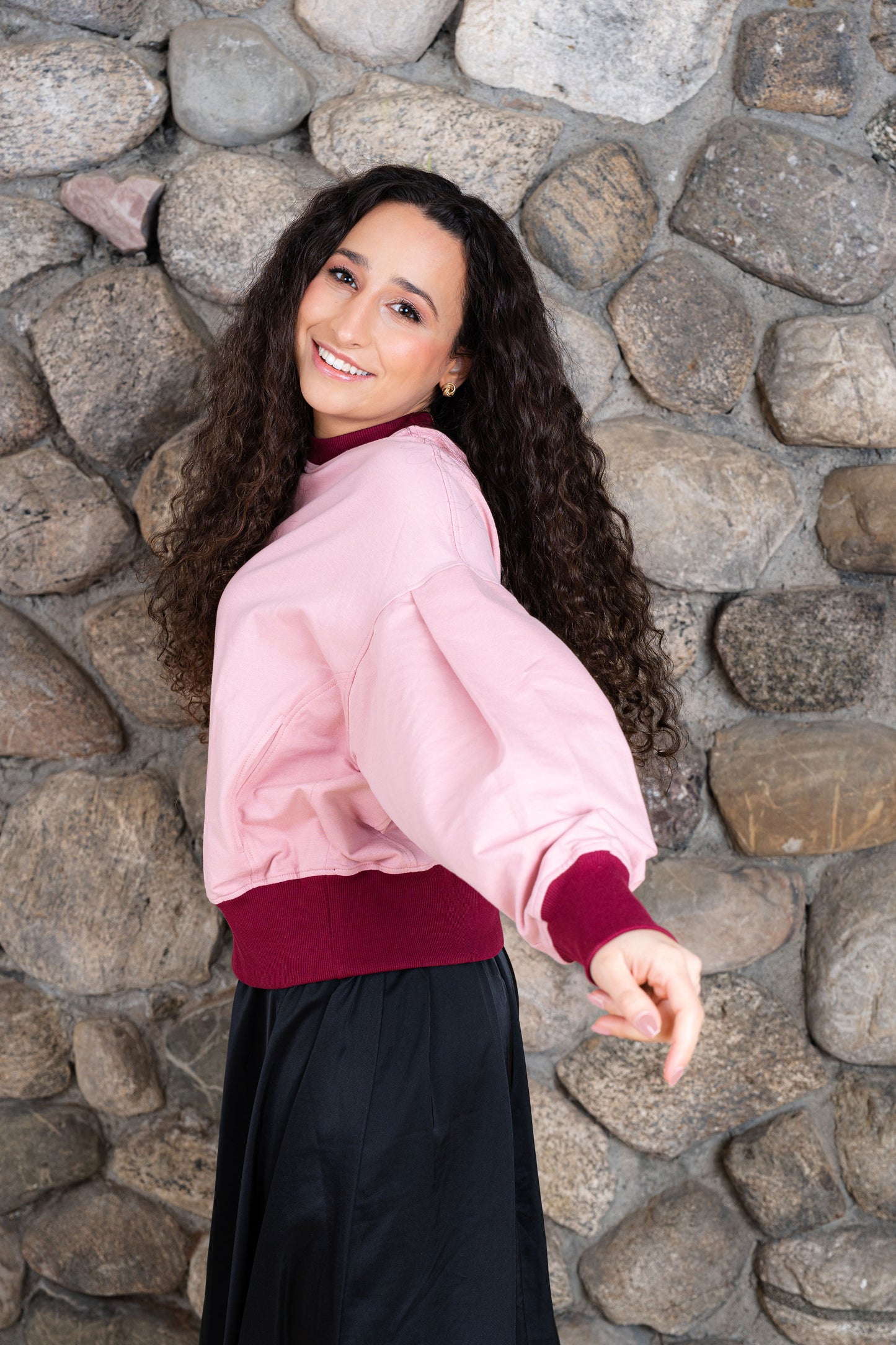 Contrast pink sweatshirt