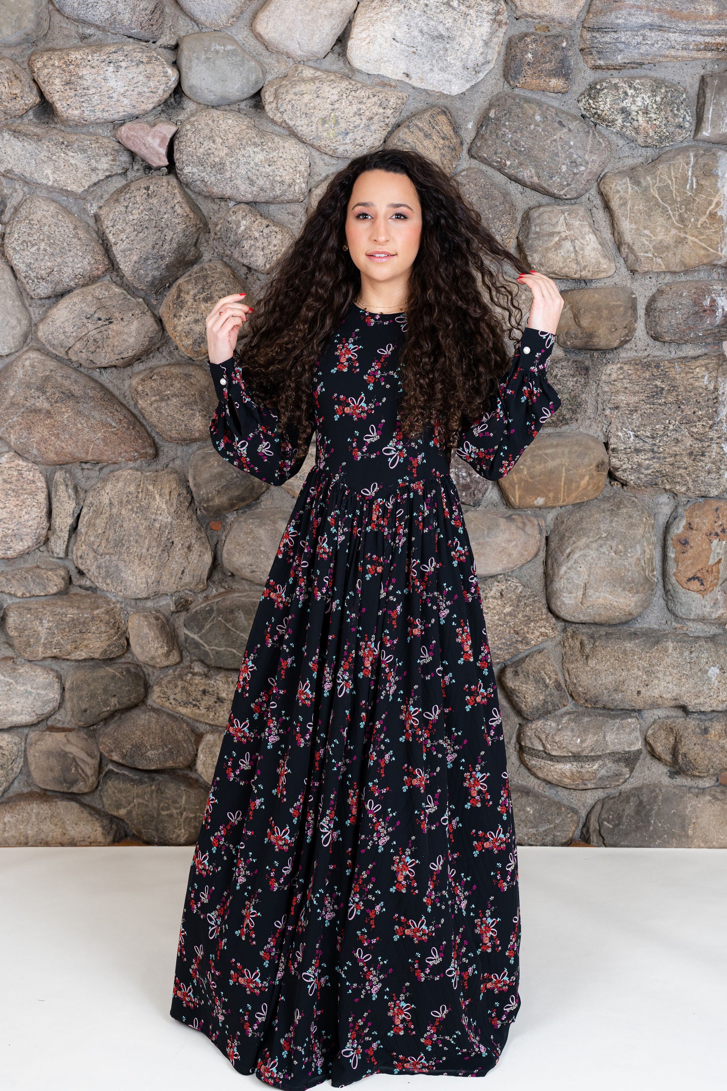 Bow print gown