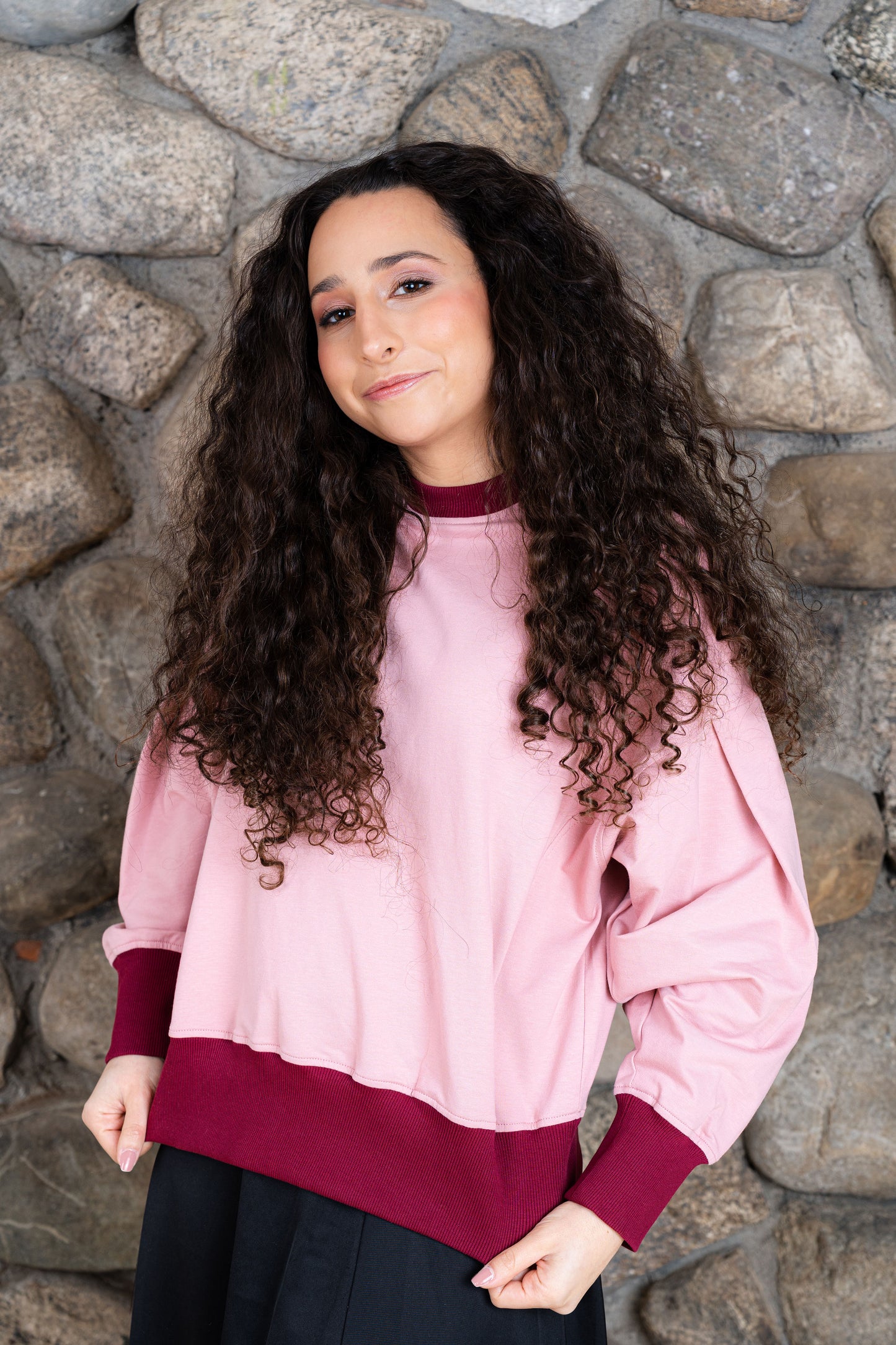 Contrast pink sweatshirt