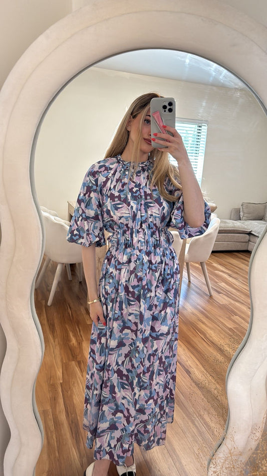 Purple camouflage braid dress