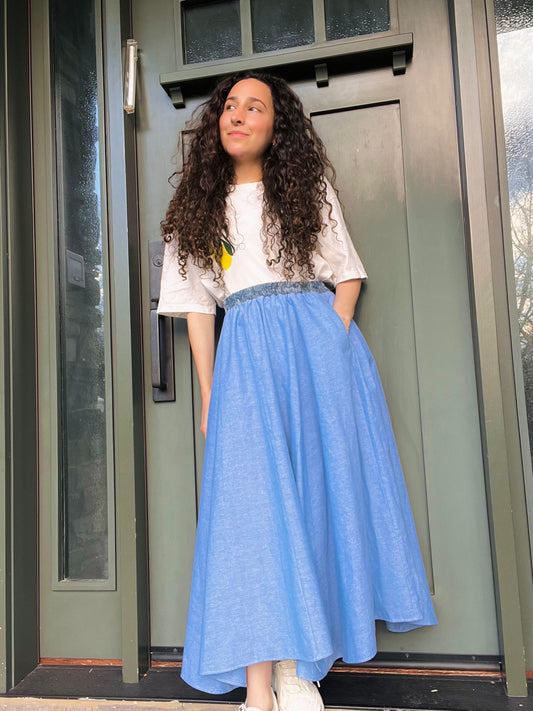 Chambray asymmetrical skirt